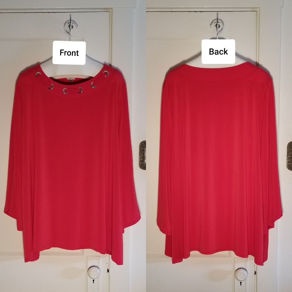Split Bell-Sleeve Blouse w/Grommet Neckline Sz 30
